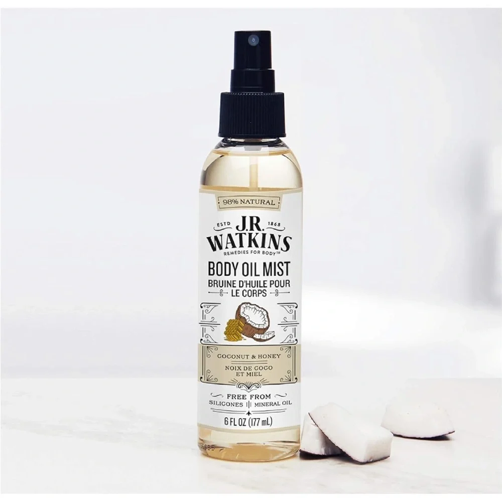 JR Watkins Natural Hydrating Body Oil Mist, Coconut Milk & Honey (059)